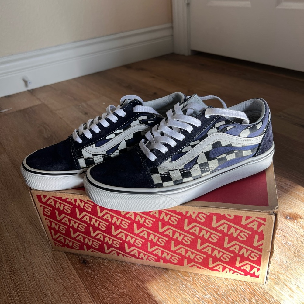Checker flame vans size 7 women